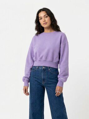 Kuwalla Tee Cropped Crewneck Sweatshirt Lilac Lavender Small